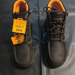 Ariat Black Work Boots with Orange Interior